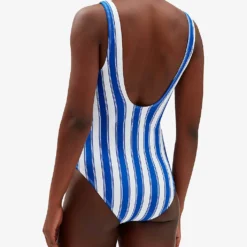 CLAUDIE PIERLOT Telio Striped Scoop-neck Swimsuit -Outlet Pique Style Store R04103472 DIVERS ALT03
