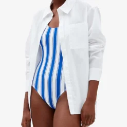 CLAUDIE PIERLOT Telio Striped Scoop-neck Swimsuit -Outlet Pique Style Store R04103472 DIVERS ALT04