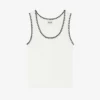 CLAUDIE PIERLOT Contrast Embroidered-trim Cotton-blend Tank Top