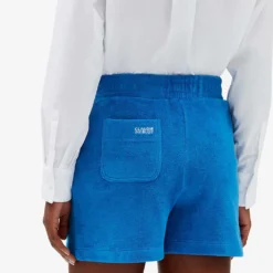 CLAUDIE PIERLOT Logo-embroidered Cotton-blend Shorts -Outlet Pique Style Store R04103540 BLEUS ALT04