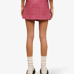 Maje Jolia Checked Asymmetric Tweed Mini Skirt -Outlet Pique Style Store R04103982 ROSES ALT03