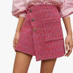 Maje Jolia Checked Asymmetric Tweed Mini Skirt -Outlet Pique Style Store R04103982 ROSES ALT04