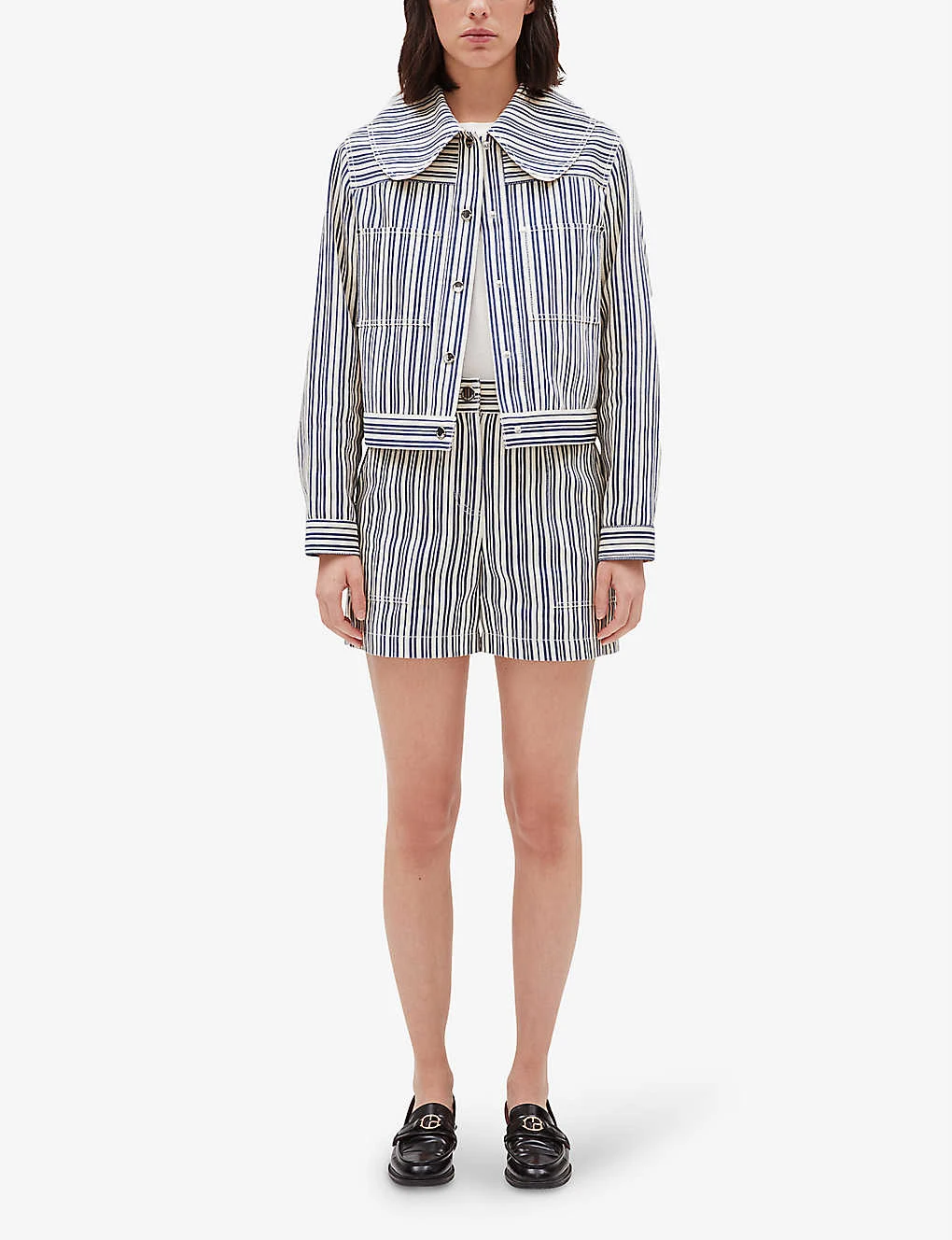 CLAUDIE PIERLOT Evy Striped Cotton Shorts 2 CLAUDIE PIERLOT Evy Striped Cotton Shorts - Image 2