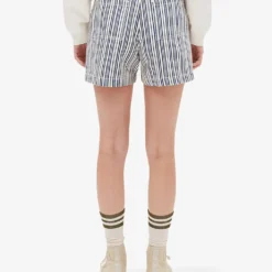 CLAUDIE PIERLOT Evy Striped Cotton Shorts 8 CLAUDIE PIERLOT Evy Striped Cotton Shorts -Outlet Pique Style Store R04104028 DIVERS ALT03
