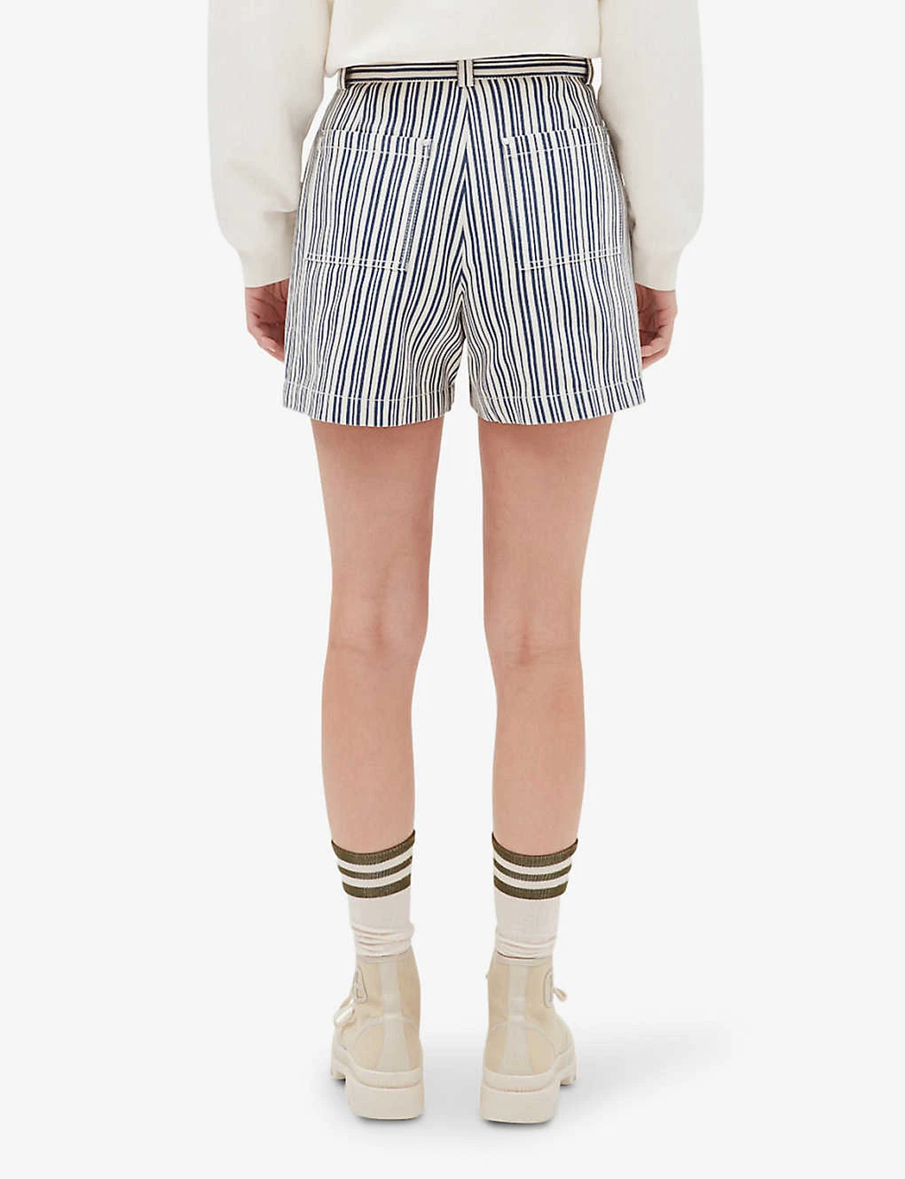 CLAUDIE PIERLOT Evy Striped Cotton Shorts 4 CLAUDIE PIERLOT Evy Striped Cotton Shorts - Image 4
