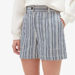CLAUDIE PIERLOT Evy Striped Cotton Shorts 9 CLAUDIE PIERLOT Evy Striped Cotton Shorts -Outlet Pique Style Store R04104028 DIVERS ALT04