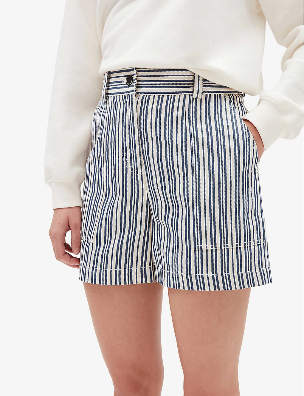 CLAUDIE PIERLOT Evy Striped Cotton Shorts 5 CLAUDIE PIERLOT Evy Striped Cotton Shorts - Image 5
