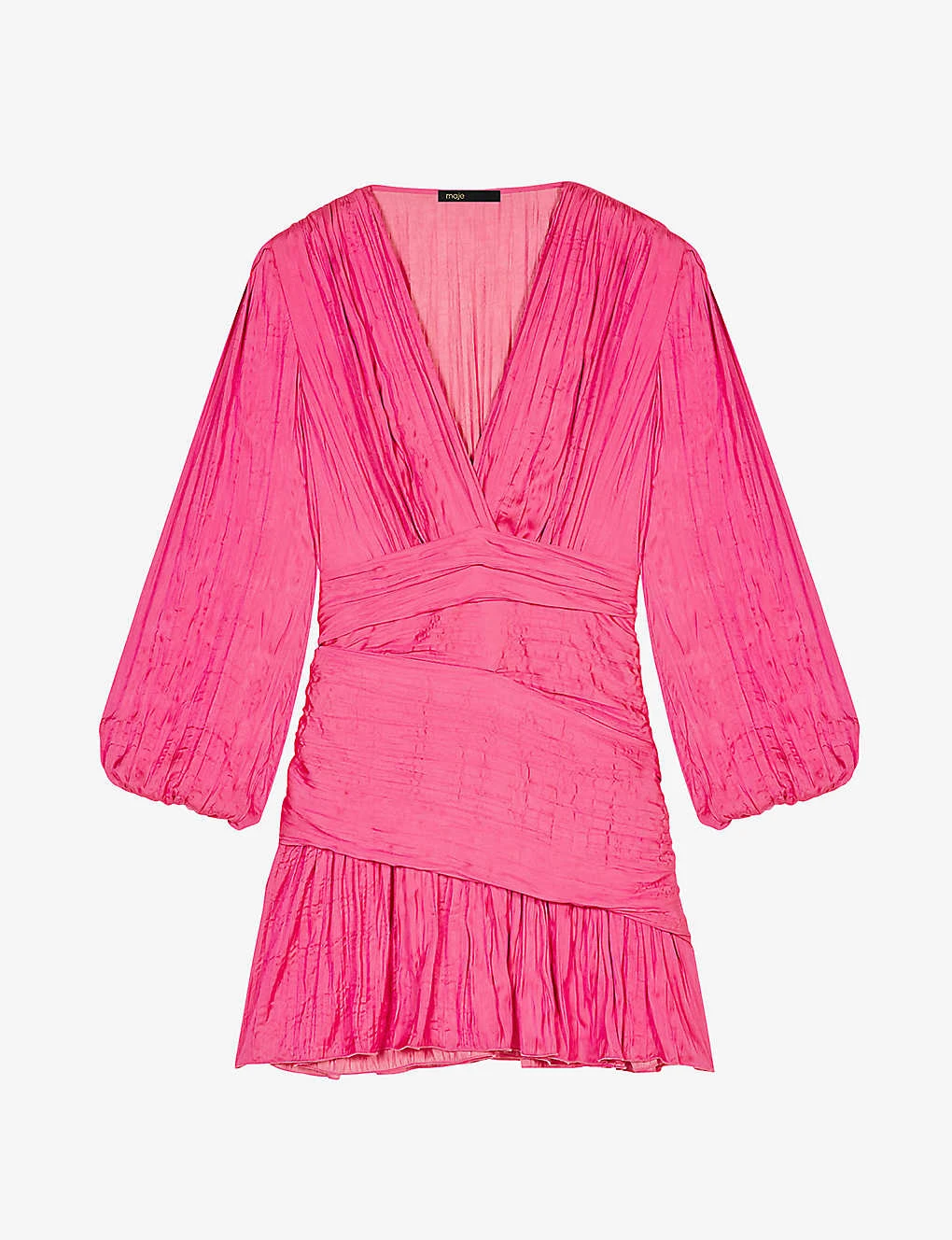 Maje Pleated Draped Recycled Polyester-blend Mini Dress