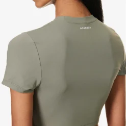 Fitted Cropped Stretch-woven T-shirt 9 Fitted Cropped Stretch-woven T-shirt -Outlet Pique Style Store R04104647 OLIVEGREEN ALT04