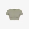 Fitted Cropped Stretch-woven T-shirt
