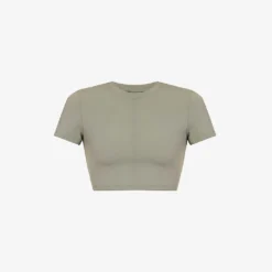 Fitted Cropped Stretch-woven T-shirt