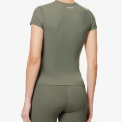 Soft Basics Brand-print Stretch-woven T-shirt -Outlet Pique Style Store R04104650 OLIVEGREEN ALT03