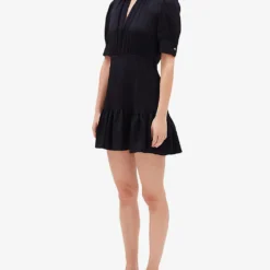 CLAUDIE PIERLOT Romana Puff-sleeve Woven Dress -Outlet Pique Style Store R04104794 BLEUS ALT02