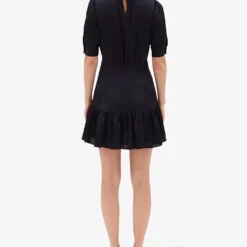 CLAUDIE PIERLOT Romana Puff-sleeve Woven Dress -Outlet Pique Style Store R04104794 BLEUS ALT03
