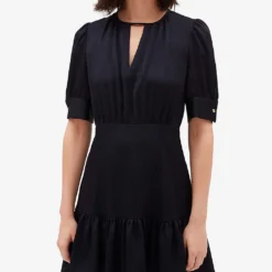 CLAUDIE PIERLOT Romana Puff-sleeve Woven Dress -Outlet Pique Style Store R04104794 BLEUS ALT04