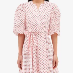 CLAUDIE PIERLOT Raymond Floral-print Puff-sleeve Cotton Mini Dress -Outlet Pique Style Store R04104826 DIVERS ALT04