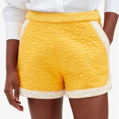 CLAUDIE PIERLOT Esther Floral-motif Mid-rise Cotton Shorts 9 CLAUDIE PIERLOT Esther Floral-motif Mid-rise Cotton Shorts -Outlet Pique Style Store R04104828 JAUNESORANGES ALT04