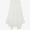 CLAUDIE PIERLOT Elode Asymmetric-hem Embroidered-trim Pleated Woven Midi Skirt
