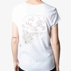Zadig & Voltaire Story Floral And Skull Cotton T-shirt 8 Zadig & Voltaire Story Floral And Skull Cotton T-shirt -Outlet Pique Style Store R04105492 BLANC ALT03