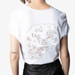 Zadig & Voltaire Story Floral And Skull Cotton T-shirt 9 Zadig & Voltaire Story Floral And Skull Cotton T-shirt -Outlet Pique Style Store R04105492 BLANC ALT04