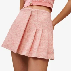 Maje Janello Pleated Mid-rise Tweed Mini Skirt 9 Maje Janello Pleated Mid-rise Tweed Mini Skirt -Outlet Pique Style Store R04106236 ROSES ALT04