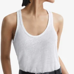 Reiss Taloulah Crew-neck Relaxed-fit Linen Vest -Outlet Pique Style Store R04107022 WHITE ALT02