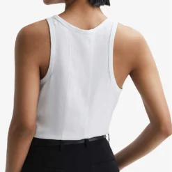 Reiss Taloulah Crew-neck Relaxed-fit Linen Vest -Outlet Pique Style Store R04107022 WHITE ALT03