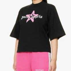 Palm Angels Star-print Cotton-jersey Cropped T-shirt -Outlet Pique Style Store R04107180 BLACKPINK ALT02