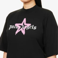 Palm Angels Star-print Cotton-jersey Cropped T-shirt -Outlet Pique Style Store R04107180 BLACKPINK ALT04