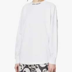 Palm Angels Oversized Logo-print Cotton-jersey T-shirt -Outlet Pique Style Store R04107188 WHITEBLACK ALT02