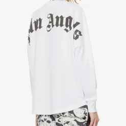 Palm Angels Oversized Logo-print Cotton-jersey T-shirt -Outlet Pique Style Store R04107188 WHITEBLACK ALT03