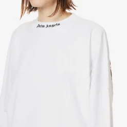 Palm Angels Oversized Logo-print Cotton-jersey T-shirt -Outlet Pique Style Store R04107188 WHITEBLACK ALT04