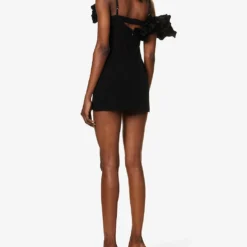 Jacquemus La Robe Duna Ruffle-trim Wool-blend Mini Dress -Outlet Pique Style Store R04107861 BLACK ALT03