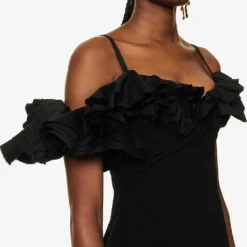 Jacquemus La Robe Duna Ruffle-trim Wool-blend Mini Dress -Outlet Pique Style Store R04107861 BLACK ALT04