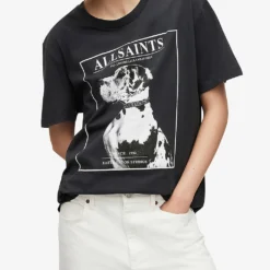 AllSaints Storm Graphic-print Organic-cotton T-shirt -Outlet Pique Style Store R04108388 BLACK ALT02
