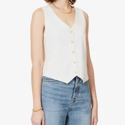 Vita Button-up Wool Top -Outlet Pique Style Store R04109117 OFFWHITE ALT02