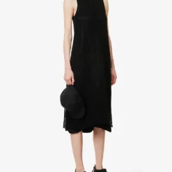 Sleeveless Relaxed-fit Cotton Midi Dress -Outlet Pique Style Store R04109277 BLACK ALT01