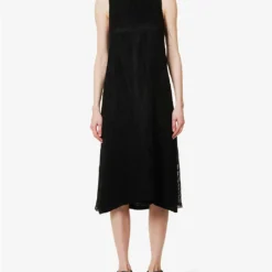 Sleeveless Relaxed-fit Cotton Midi Dress -Outlet Pique Style Store R04109277 BLACK ALT02