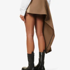 Sacai Asymmetric Contrast-trim Mini Skirt -Outlet Pique Style Store R04110187 BEIGE ALT03