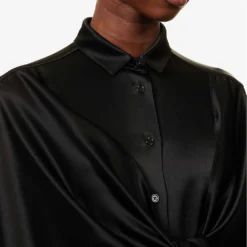 Loewe Knotted Logo-embroidered Satin Maxi Dress -Outlet Pique Style Store R04110371 BLACK ALT04