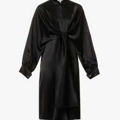 Loewe Knotted Logo-embroidered Satin Maxi Dress