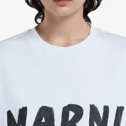 Marni Boxy-fit Logo-print Cotton T-shirt -Outlet Pique Style Store R04110612 LILYWHITE ALT02