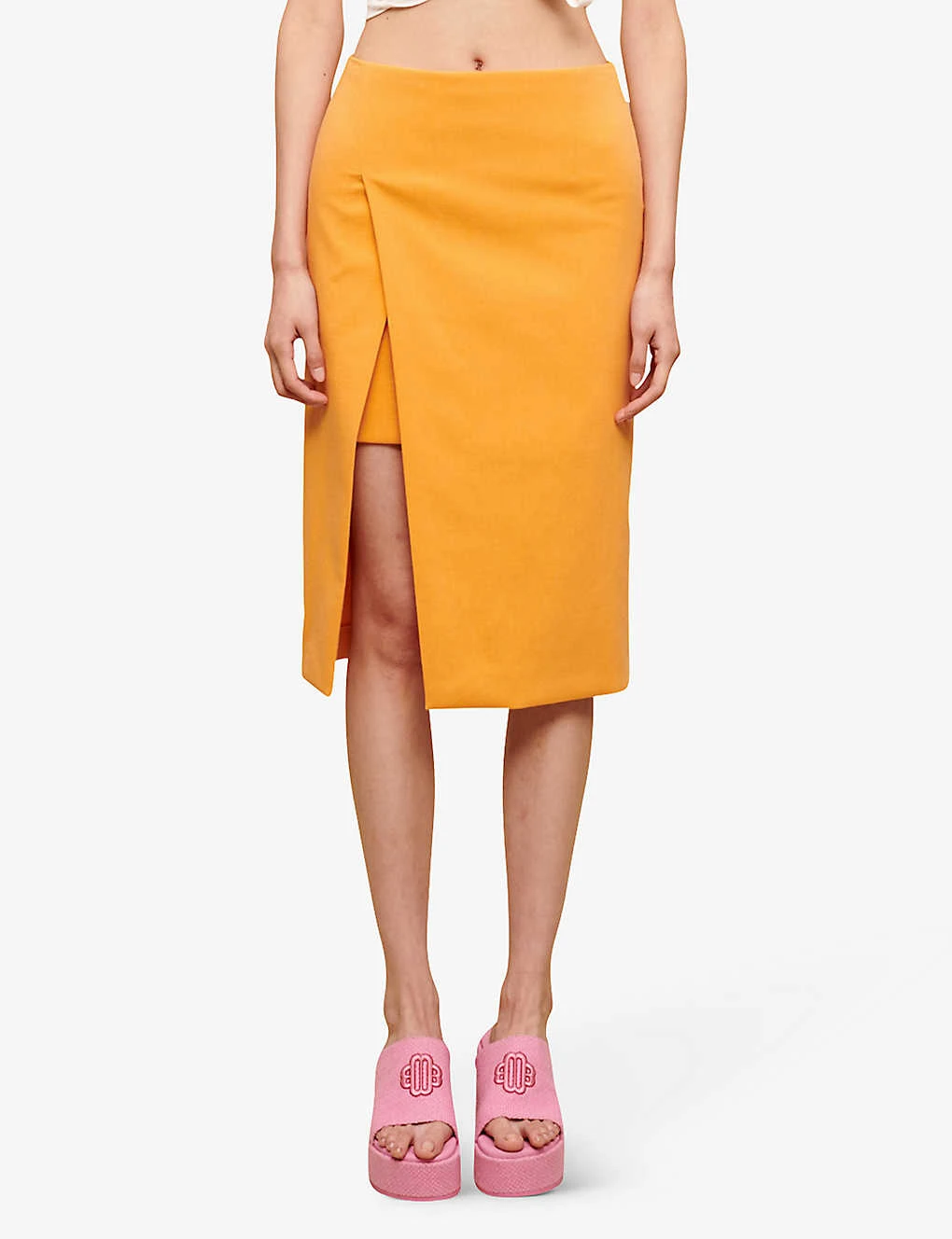 Maje Asymmetric-wrap Stretch-cotton Midi Skirt 3 Maje Asymmetric-wrap Stretch-cotton Midi Skirt - Image 3