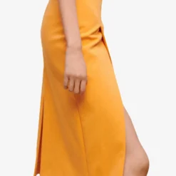 Maje Asymmetric-wrap Stretch-cotton Midi Skirt 9 Maje Asymmetric-wrap Stretch-cotton Midi Skirt -Outlet Pique Style Store R04110659 JAUNESORANGES ALT04