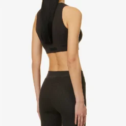 ESSENTIALS Logo-tab Ribbed Woven Shorts -Outlet Pique Style Store R04111040 OFFBLACK ALT03