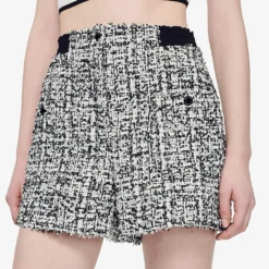 Sandro Darren High-rise Woven Shorts -Outlet Pique Style Store R04111163 NOIRGRIS ALT04