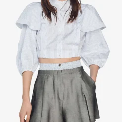 Sandro Jaures Pleated Wool-blend Shorts -Outlet Pique Style Store R04111168 NOIRGRIS ALT02