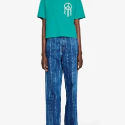 Sandro Mercury Logo-print Cotton T-shirt -Outlet Pique Style Store R04111302 BLEUS ALT02