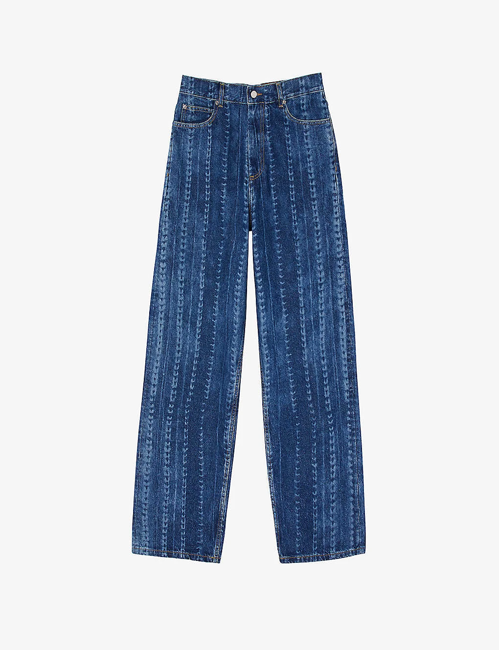 Sandro Chain-print Straight-leg Mid-rise Denim Jeans 1 Sandro Chain-print Straight-leg Mid-rise Denim Jeans