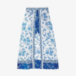 Sandro Albertville Floral-print Linen-blend Midi Skirt